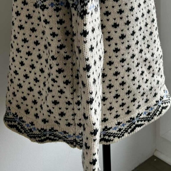 L.L.Bean Vintage Ivory & Black Pure Lambswool Nordic Heritage Cardigan – US XL - Picture 10 of 13